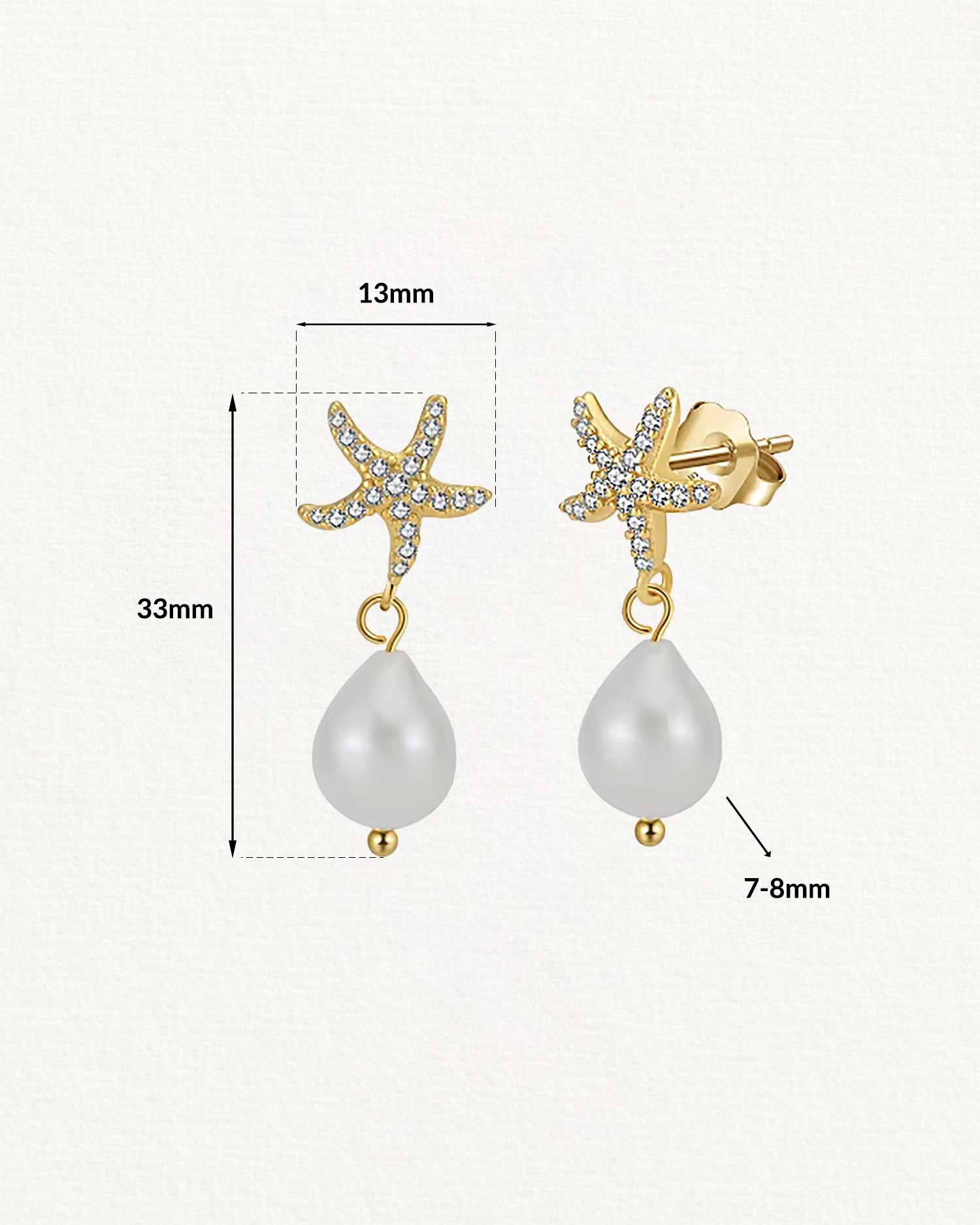 Sela – Freshwater Pearl Starfish Drop Earrings 4