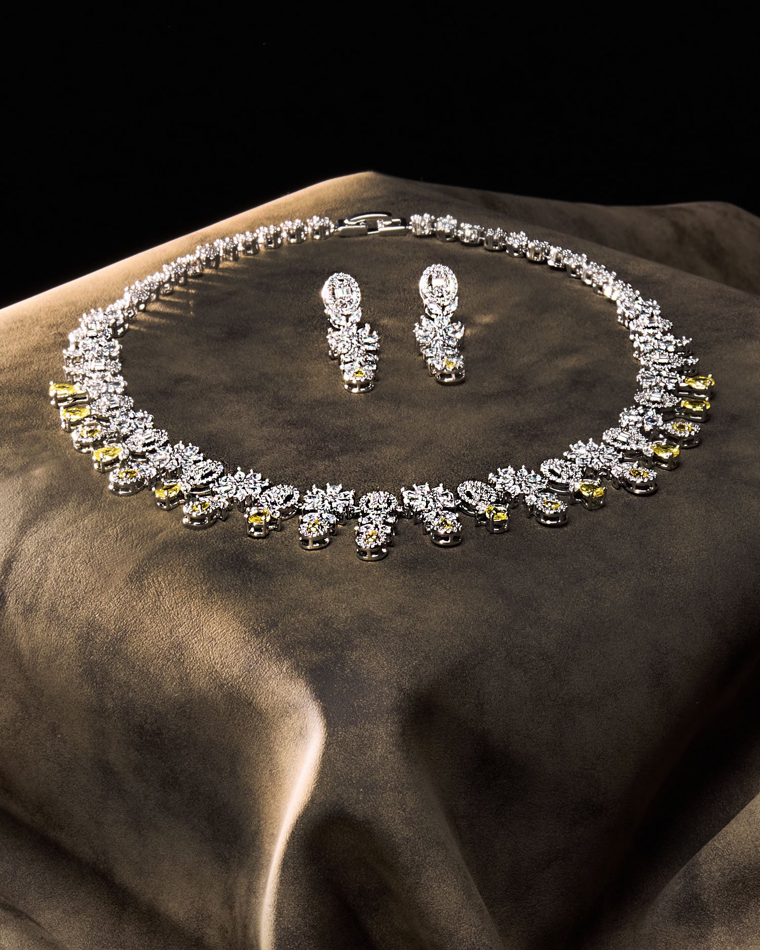 Solis β Yellow & White Zircon Bridal Set