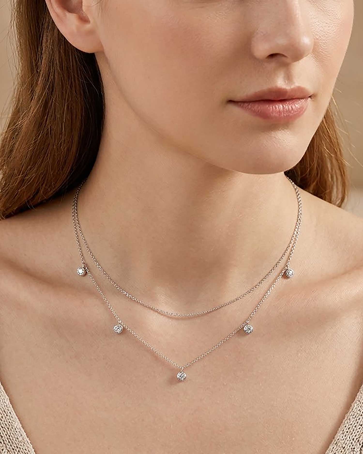 Sorelle – Silver Moissanite Layered Necklace