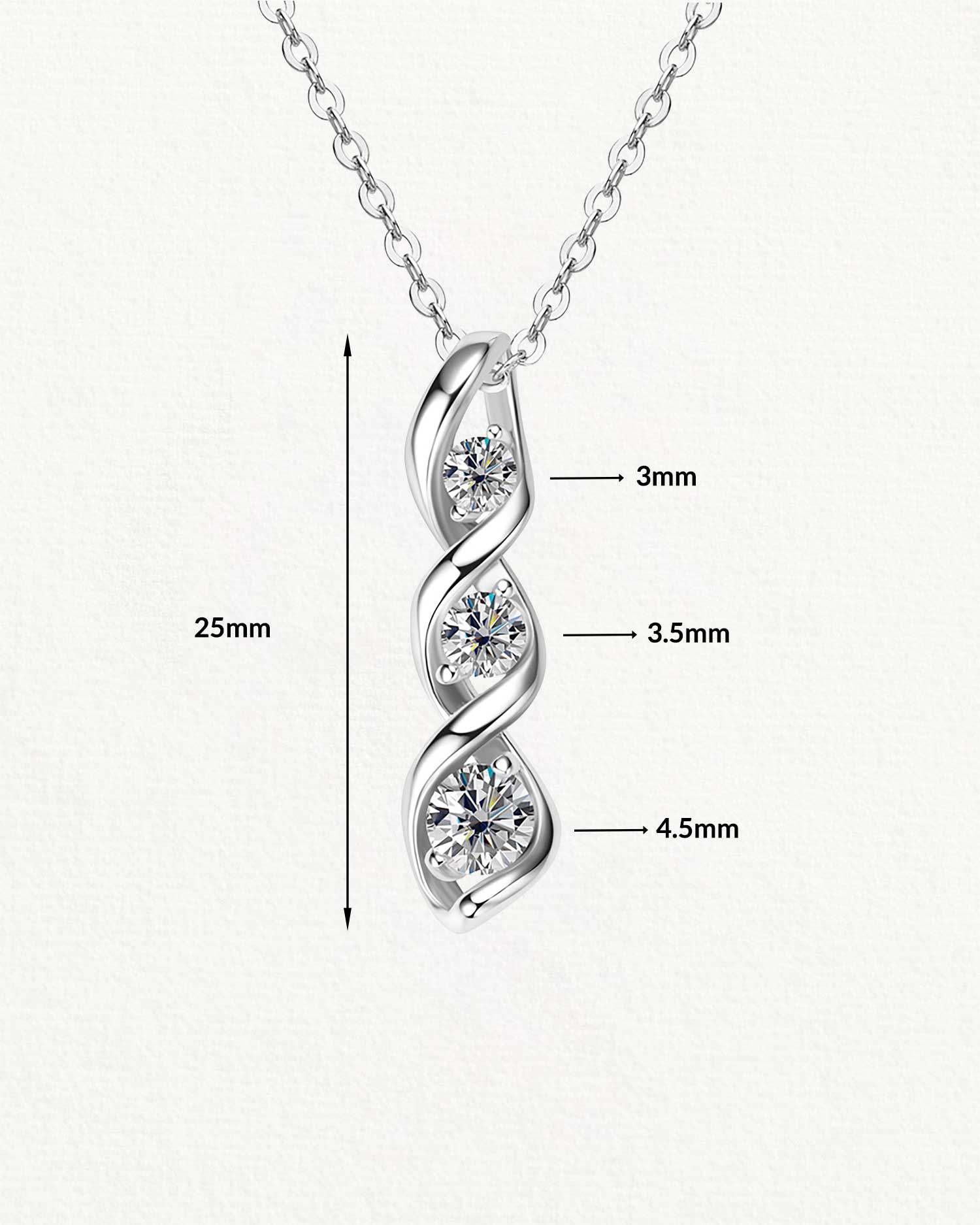 Arviela – Moissanite Twist Pendant Necklace 5