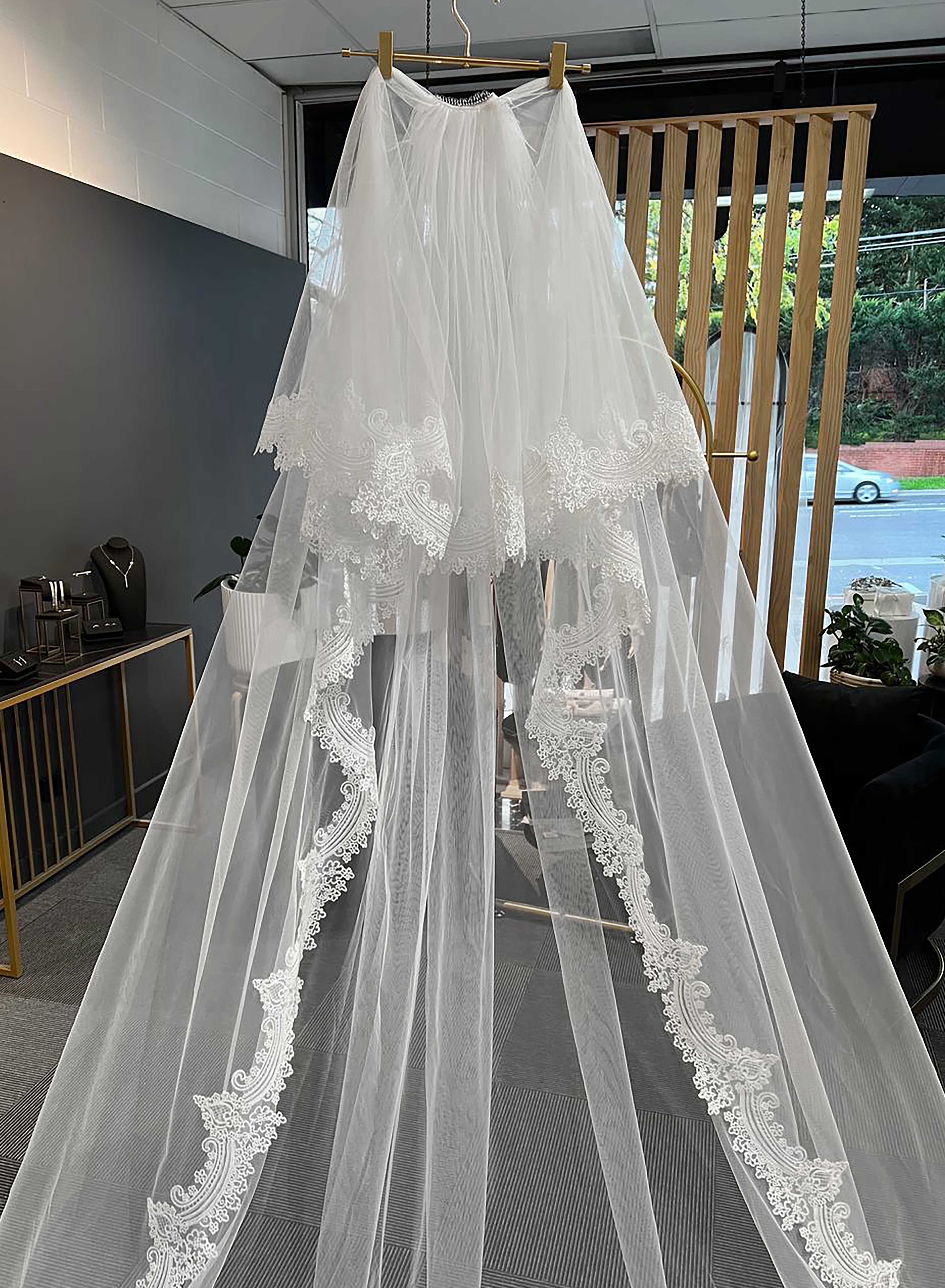 Elise – Lace Edge Cathedral Veil 3