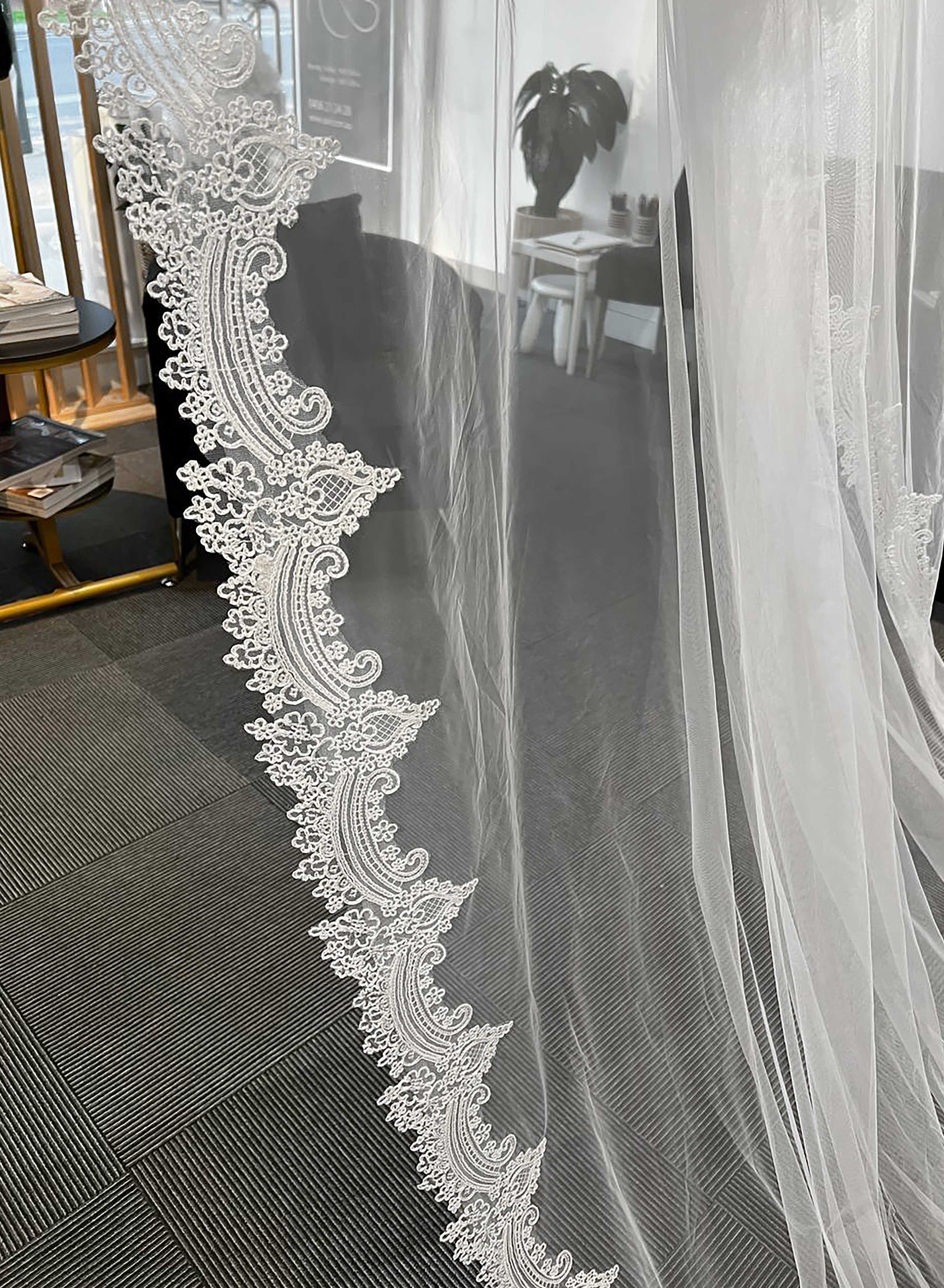 Elise – Lace Edge Cathedral Veil 5
