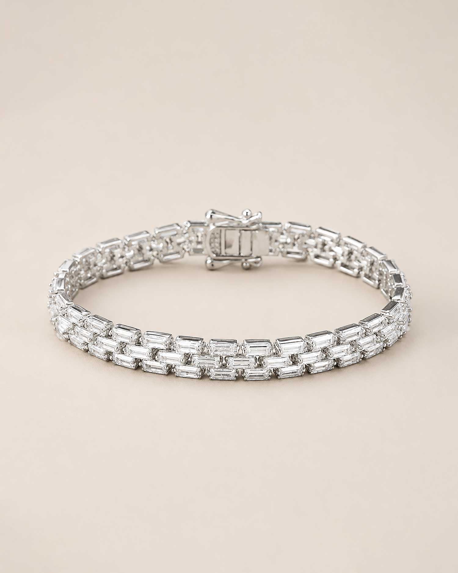 Vaela –Silver Baguette Tennis Bracelet 2