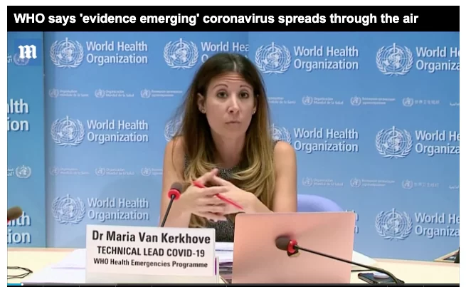 WHO &#8211; Emerging evidence virus spreads through the air