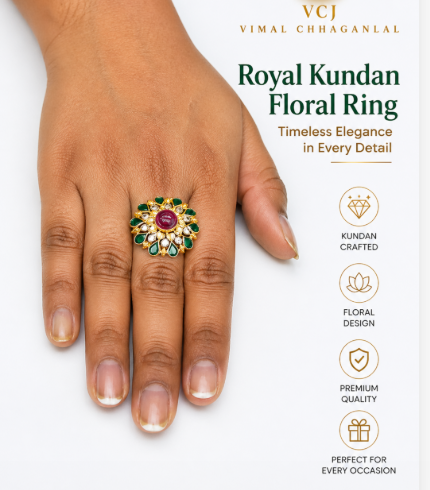 Royal kundan floral ring