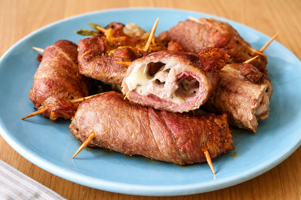 Involtini di manzo con prosciutto cotto e mozzarella