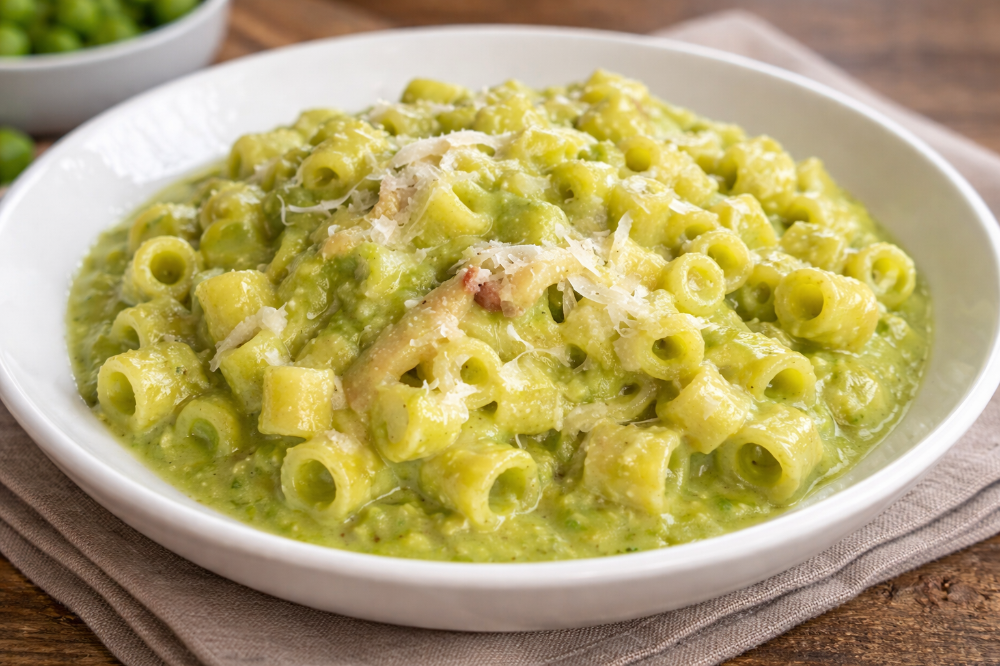 Ditali con crema di piselli