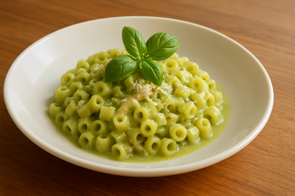 Ditali con crema di piselli