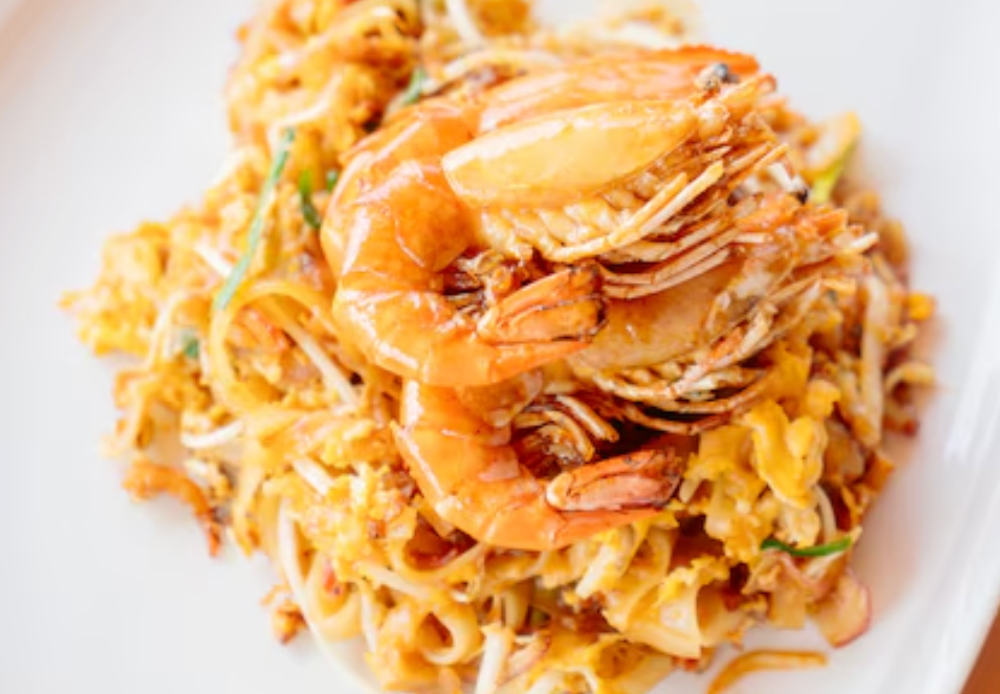 Spaghetti di riso con gamberi