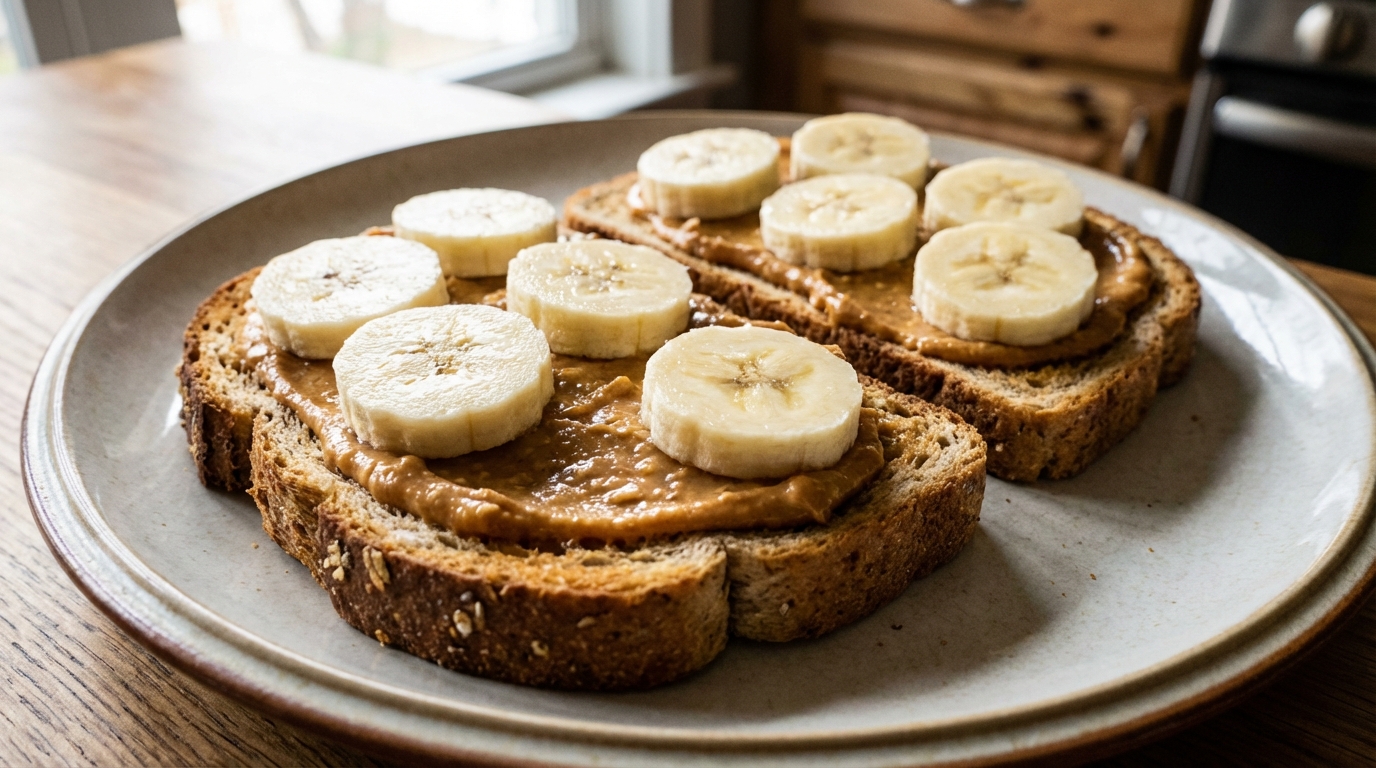 Toast con burro d'arachidi e banana