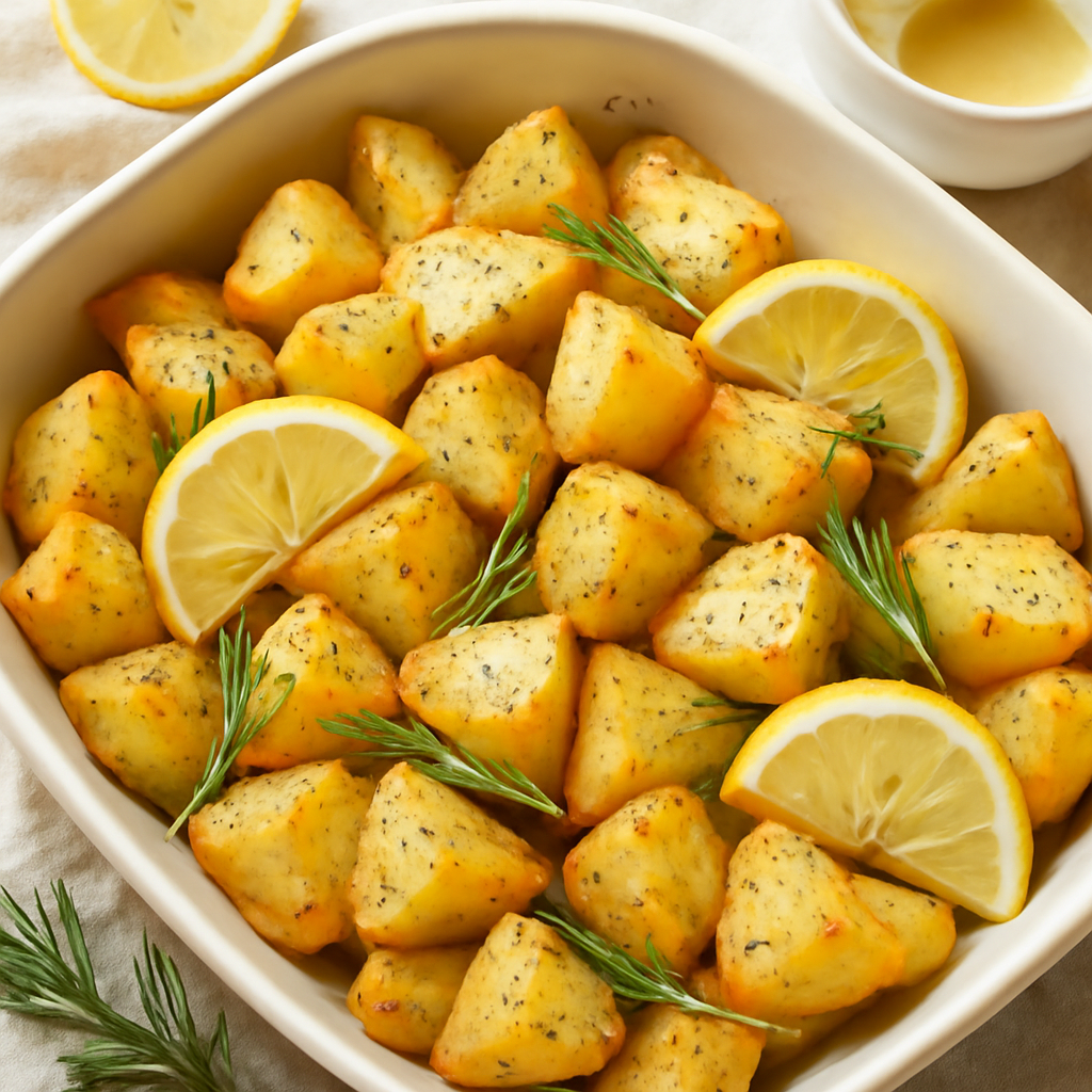 Patate al forno aromatiche al limone e vino bianco