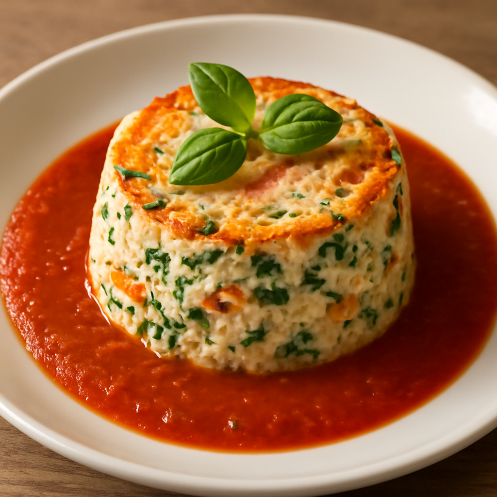 Tortino di ricotta e verdure con salsa di pomodoro