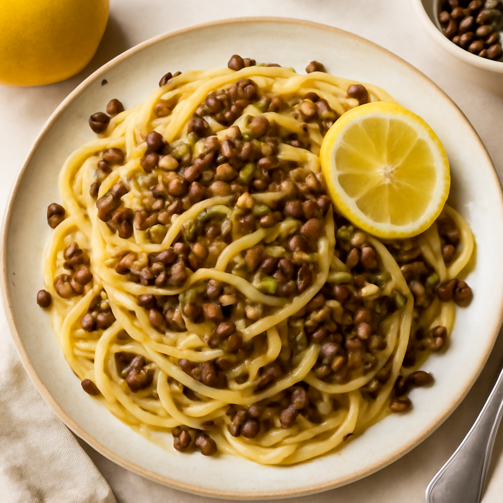 Spaghetti al limone e lenticchie