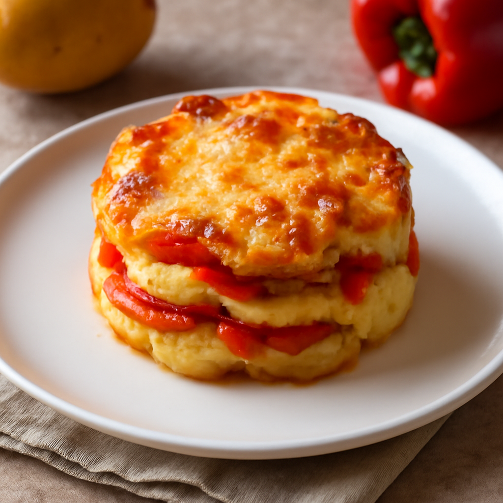 Tortino di patate, peperoni e formaggio