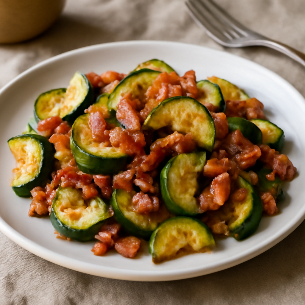Zucchine saltate con pancetta