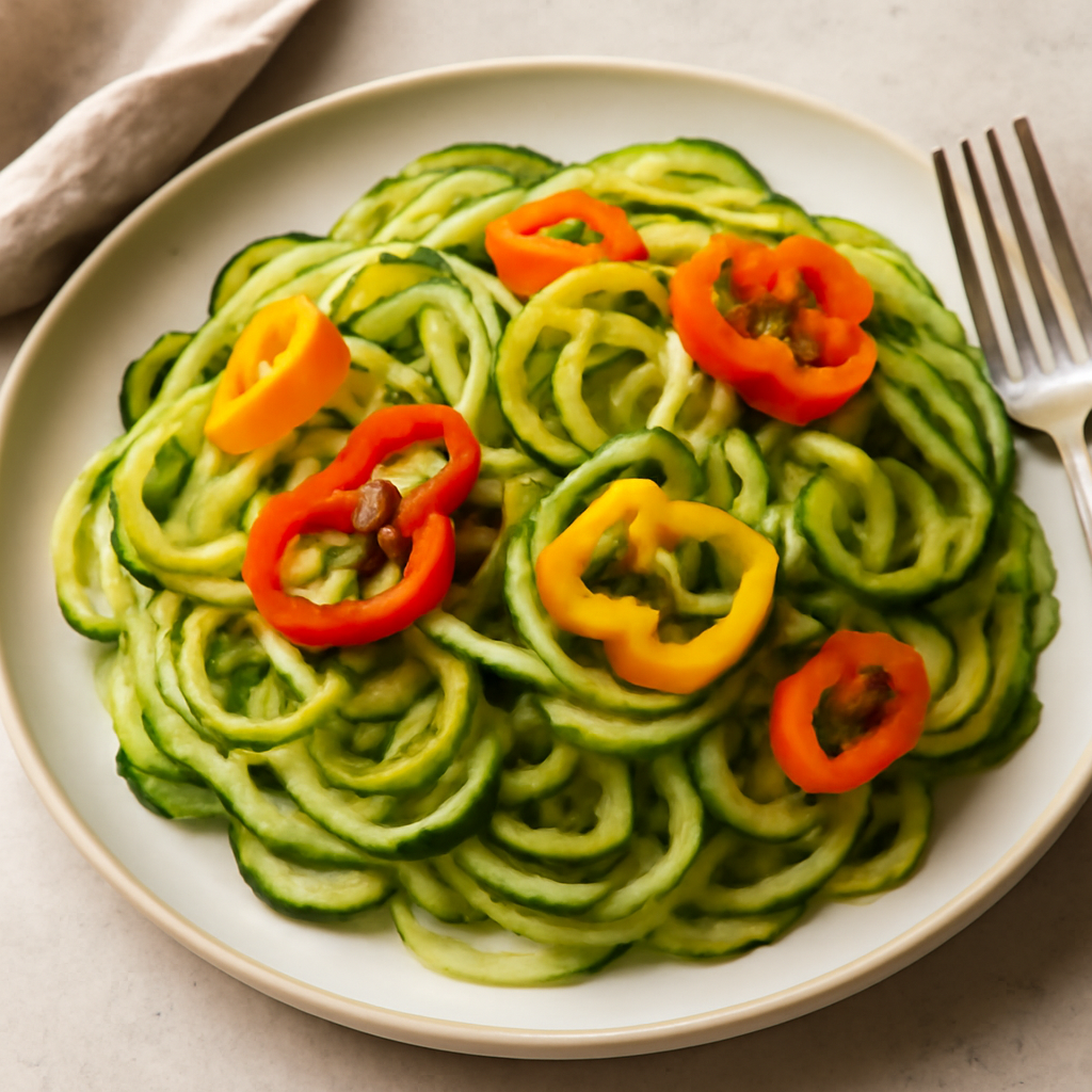 Foto di Spaghetti di zucchine con peperoncini dolci
