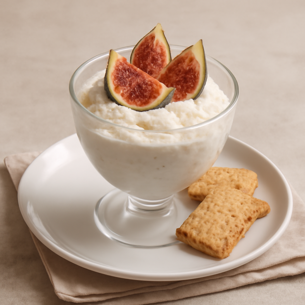Foto di Coppetta di ricotta e mascarpone con fichi e biscotti