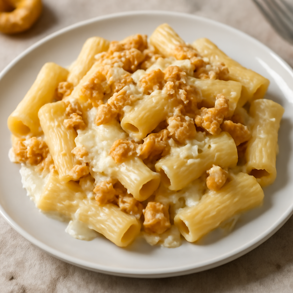 Foto di Pasta cremosa con scamorza affumicata, grana e taralli croccanti