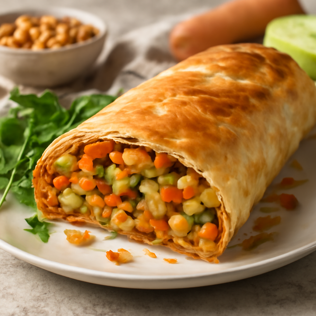 Strudel di pasta fillo vegano con verdure e ceci