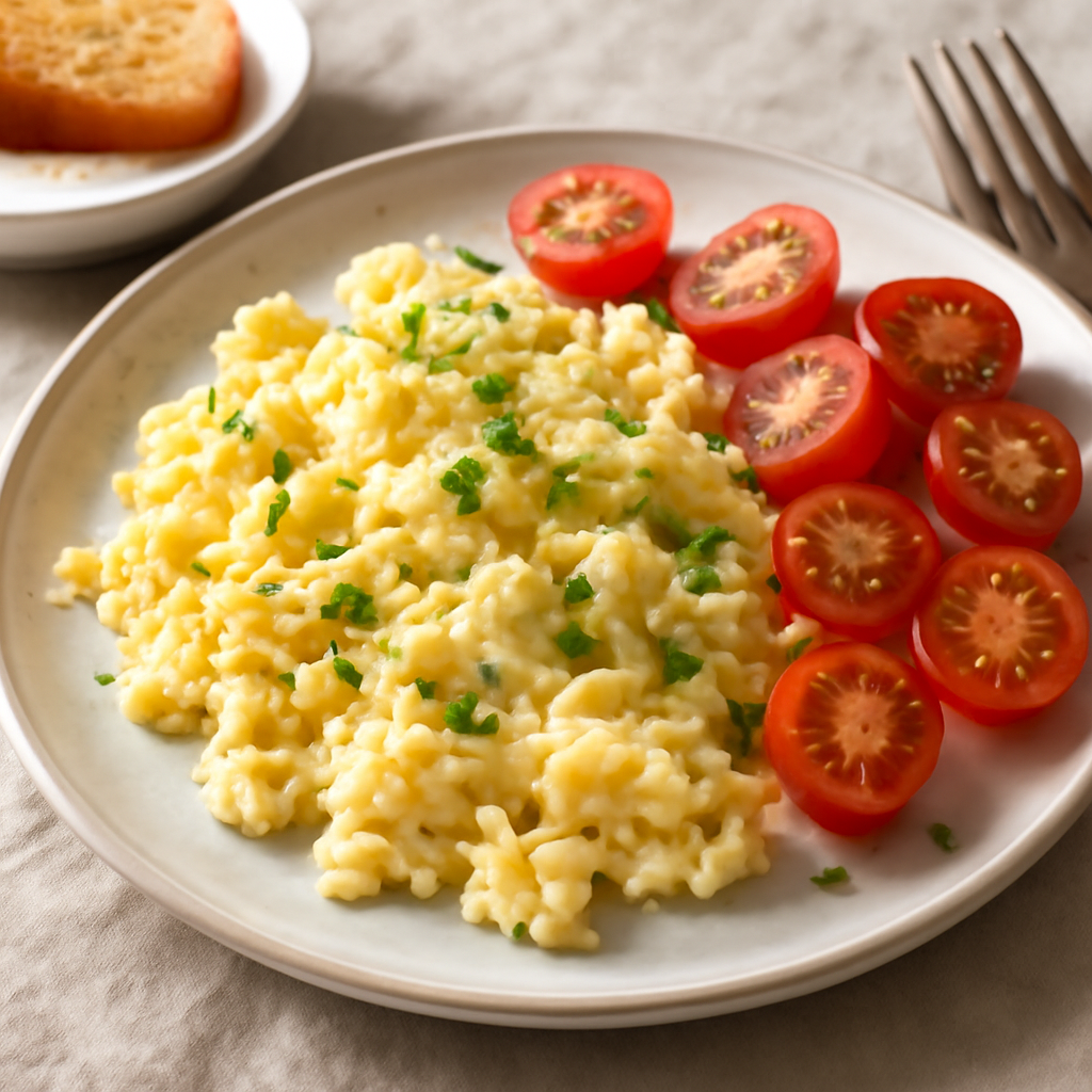 Uova strapazzate con Philadelphia e pomodorini