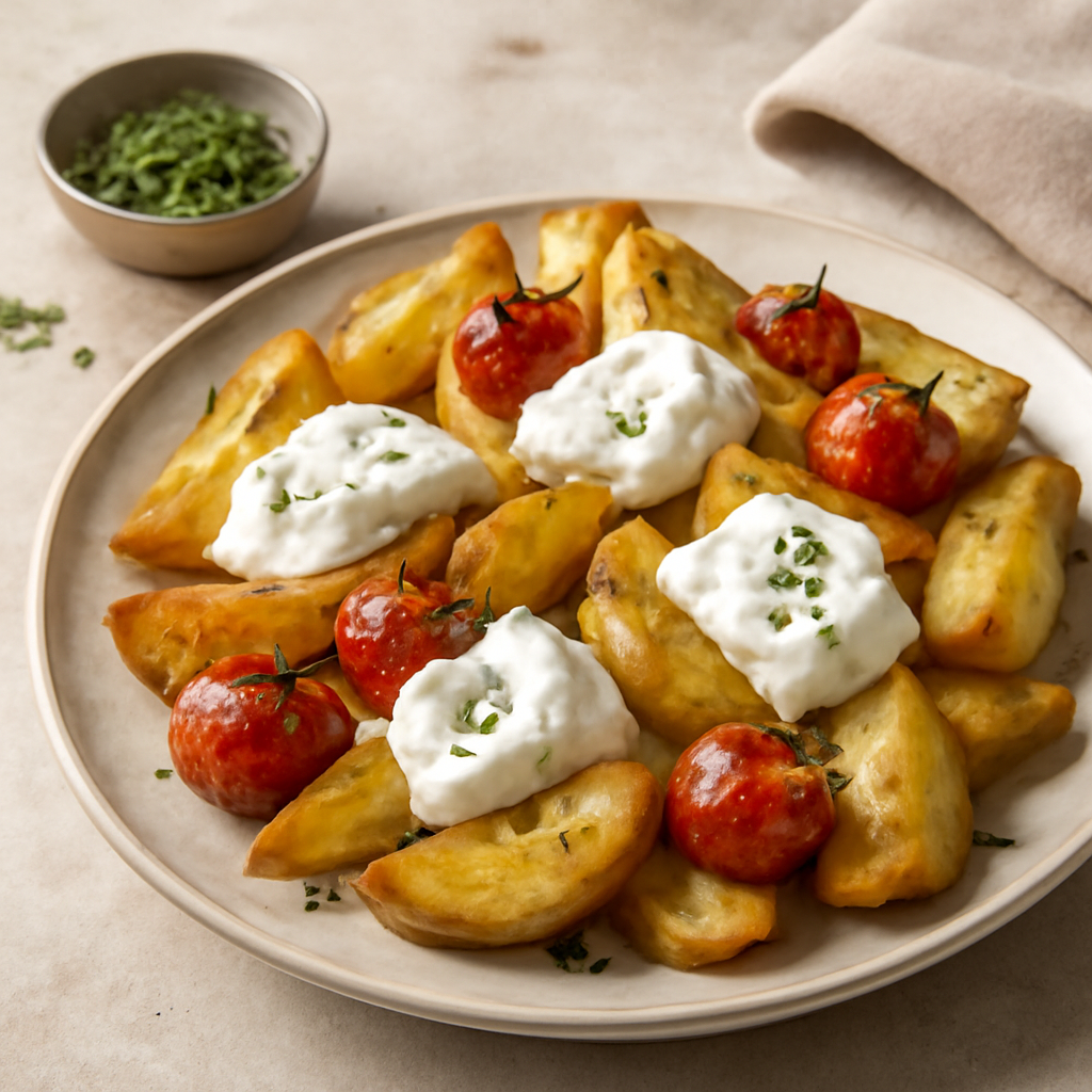 Foto di Patate al forno con crema di Philadelphia e pomodorini
