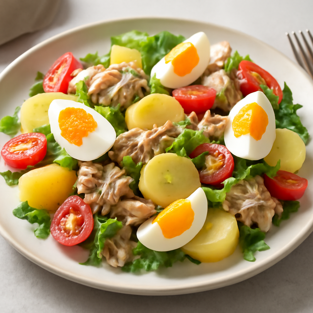 Insalata di tonno, patate e uova
