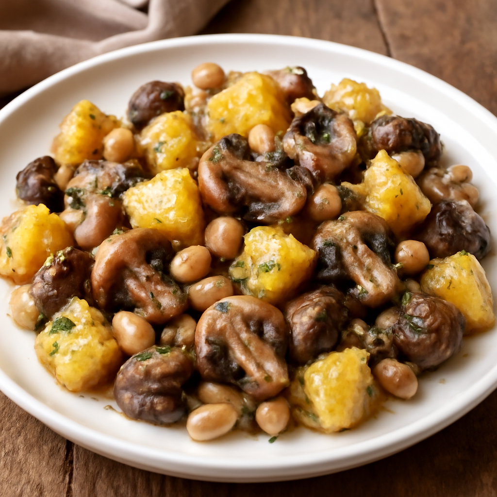 Padellata di patate, funghi e fagioli