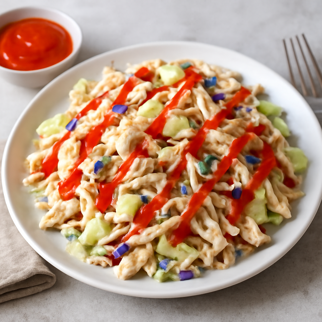 Insalata di pollo con cavolo cappuccio, maionese e sugo