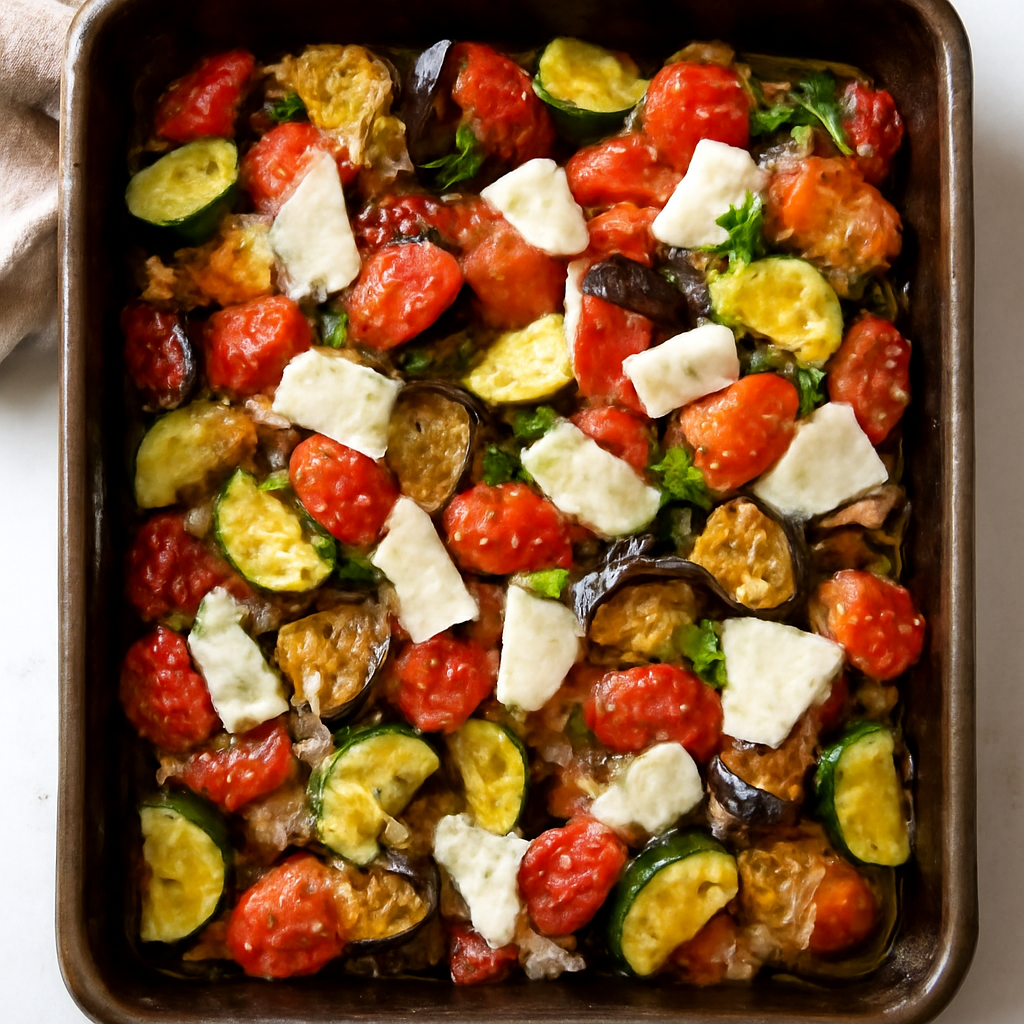 Teglia di verdure al forno con pecorino
