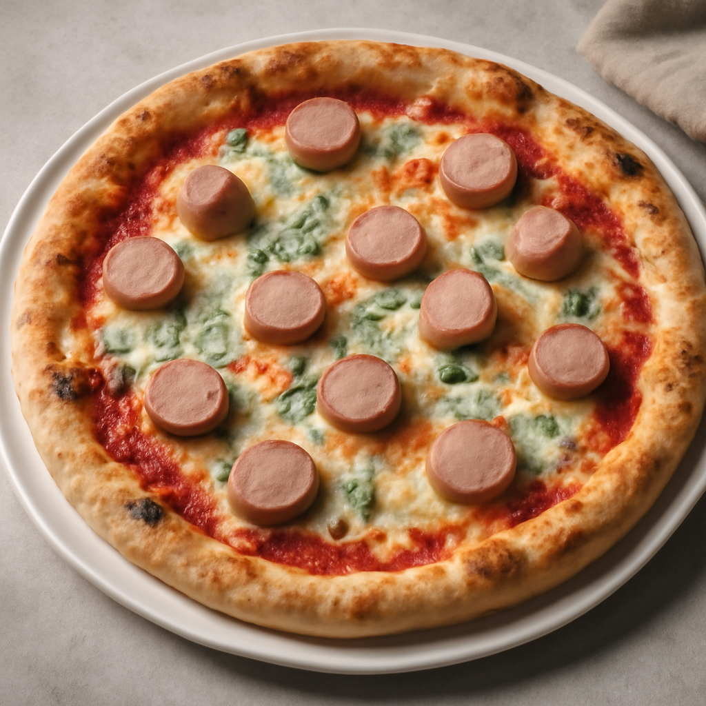 Pizza veloce con wurstel e gorgonzola