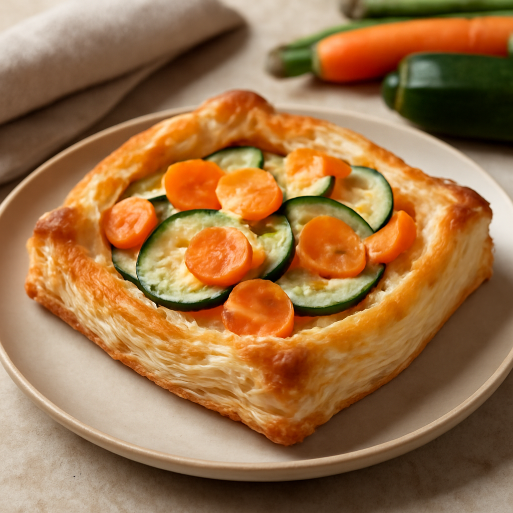 Foto di Tortino di pasta sfoglia con carote, zucchine e formaggio
