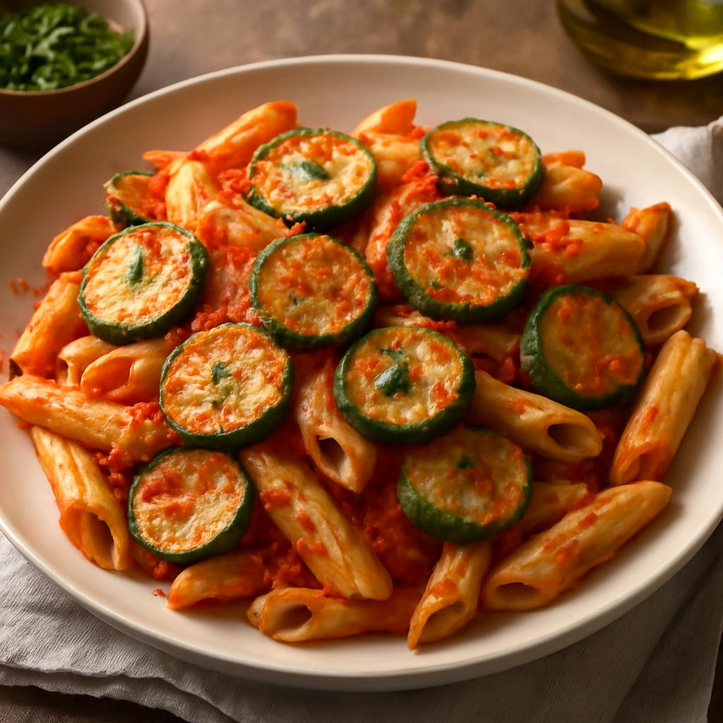 Foto di Pasta zucchine e salsa rossa