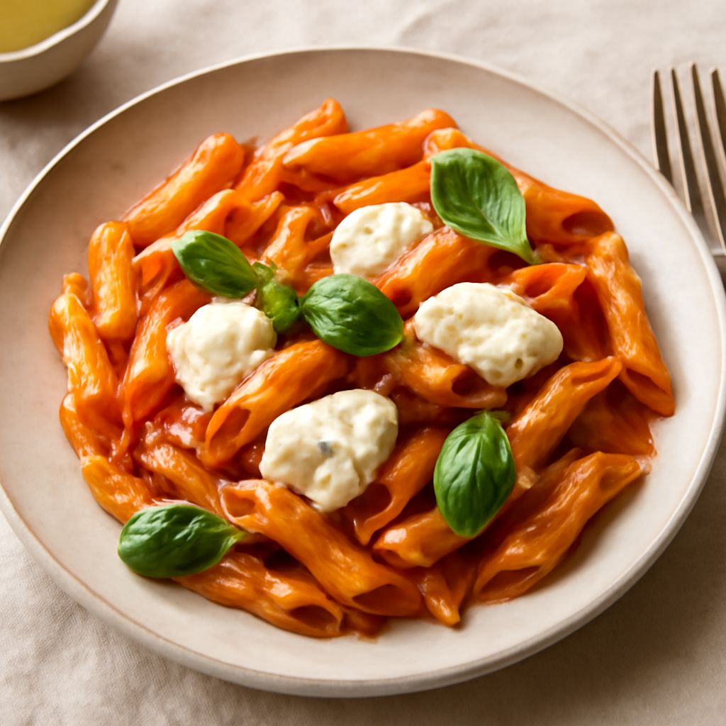 Foto di Pasta al pomodoro con mozzarella