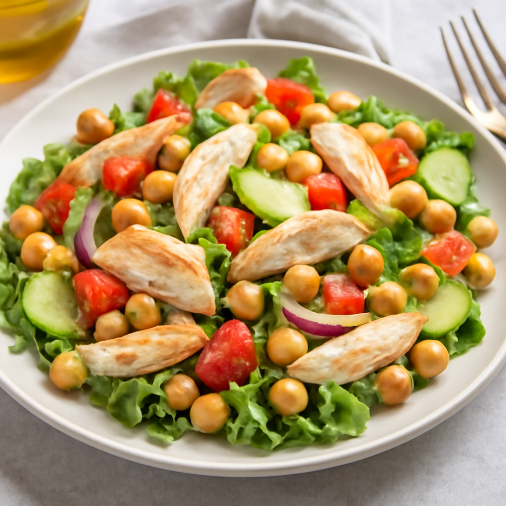Insalata di pollo e ceci per insulino-resistenti