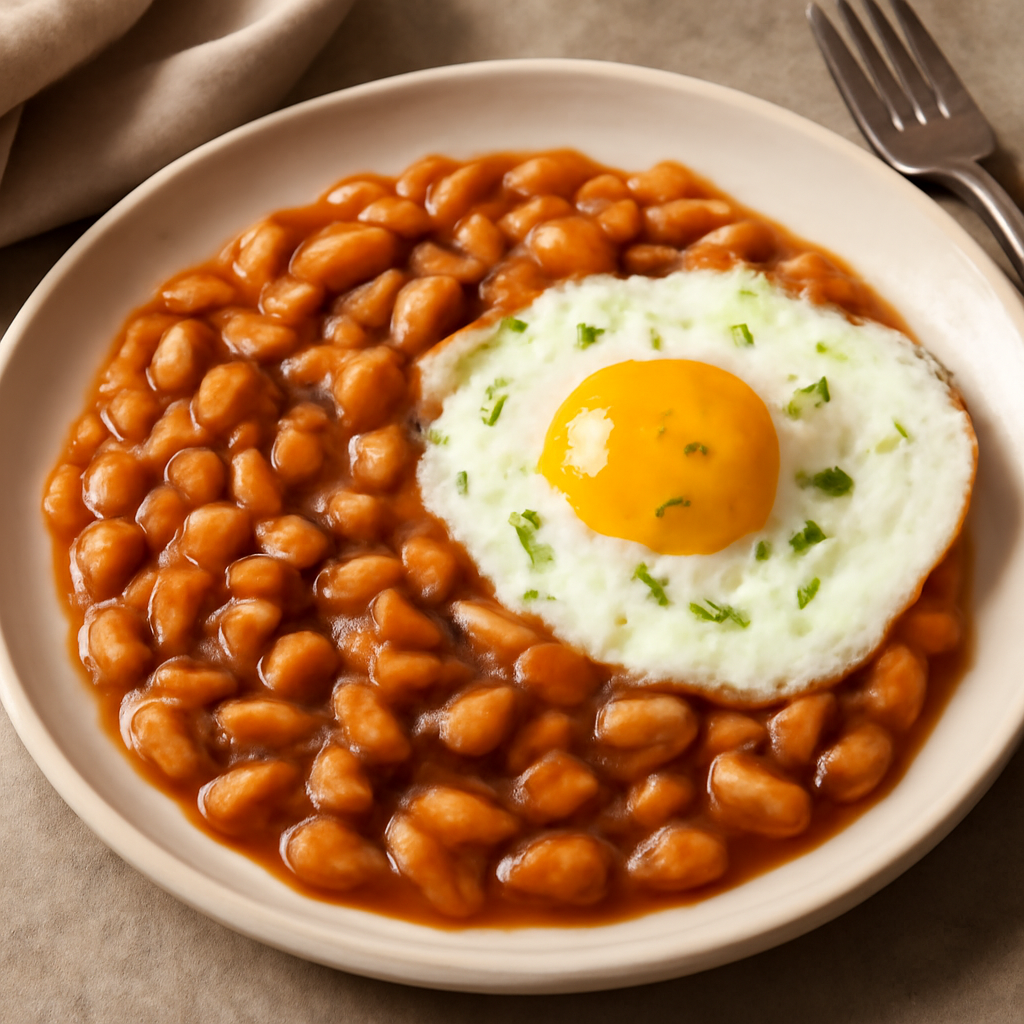 Foto di Fagioli in padella con uovo all’occhio di bue