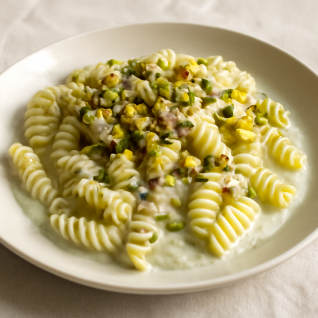 Fusilli con crema di zola e pistacchi