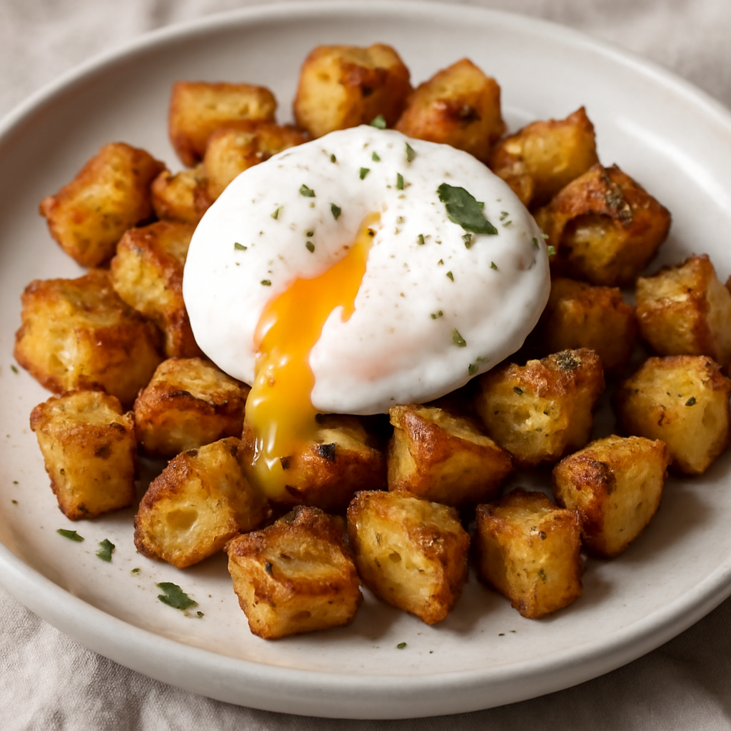 Foto di Uovo in camicia con patate croccanti in friggitrice ad aria