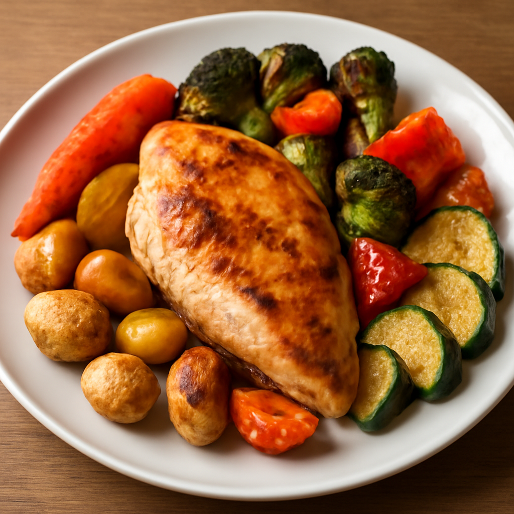 Petto di pollo con verdure al forno