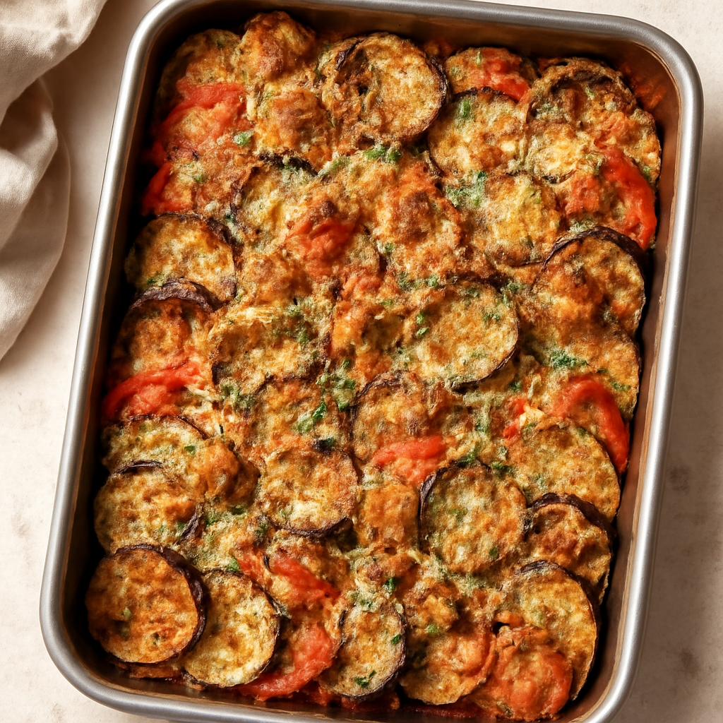 Teglia di verdure gratinate con pane e formaggio
