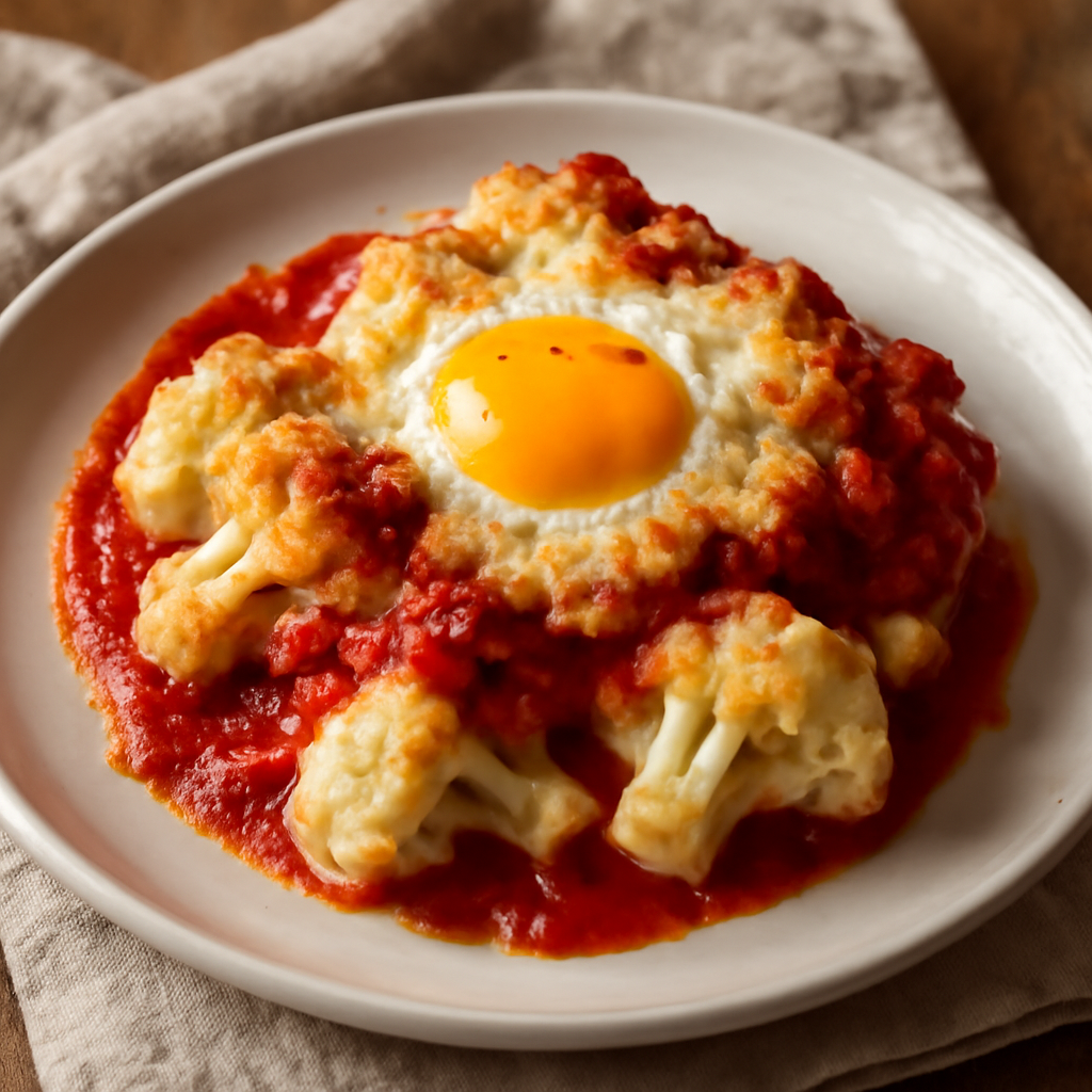 Foto di Cavolfiore gratinato con uovo e sugo