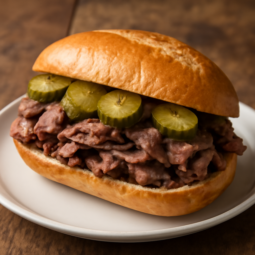 Foto di Sandwich con carne e cetriolini sottaceto