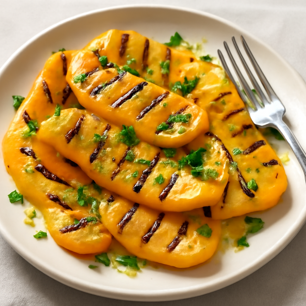 Foto di Peperone giallo grigliato con olio e prezzemolo