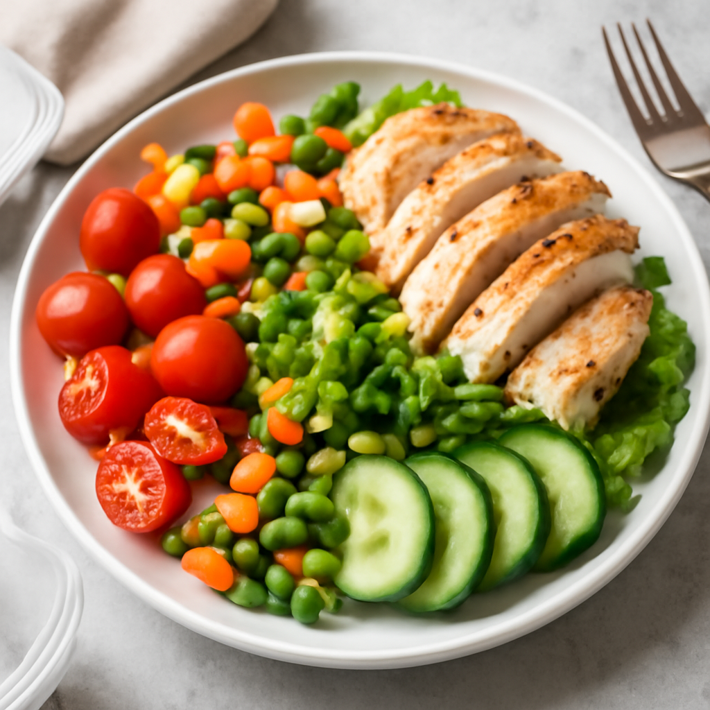 Insalata di pollo e verdure per l’ufficio