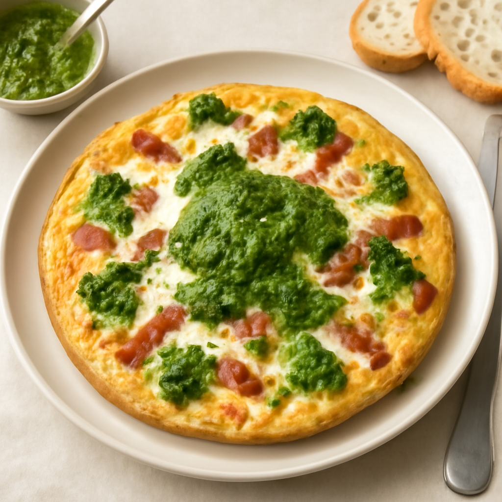 Frittata di verdure con pancetta, panna e pesto