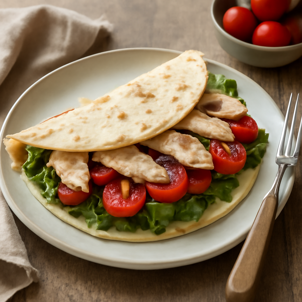 Piadina con pollo e pomodorini