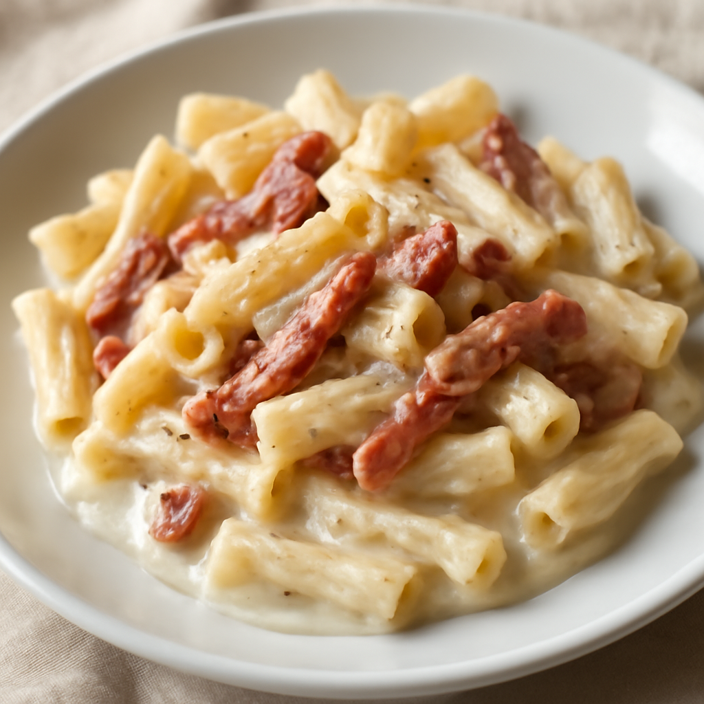 Pasta cremosa ai formaggi e pancetta