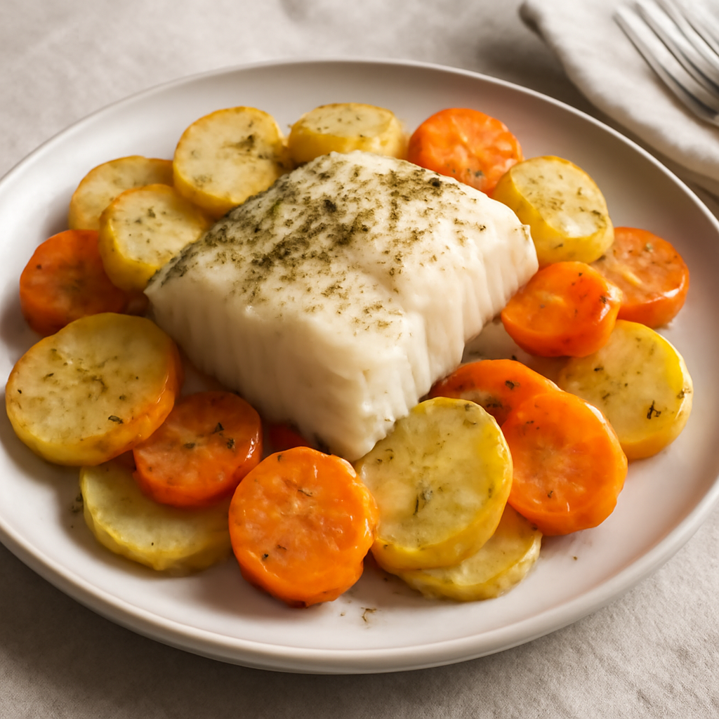Merluzzo con patate e carote