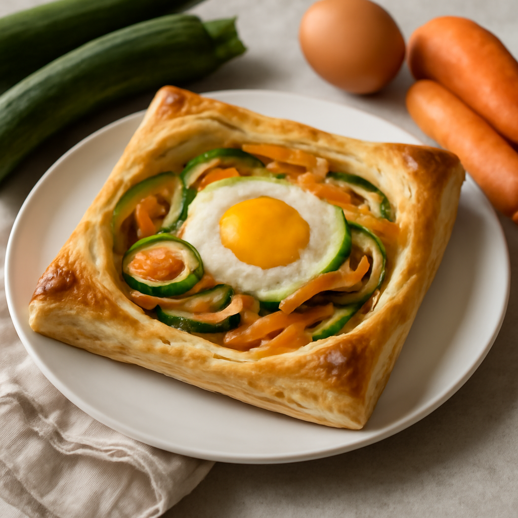 Tortino di zucchine, carote e uova in pasta sfoglia