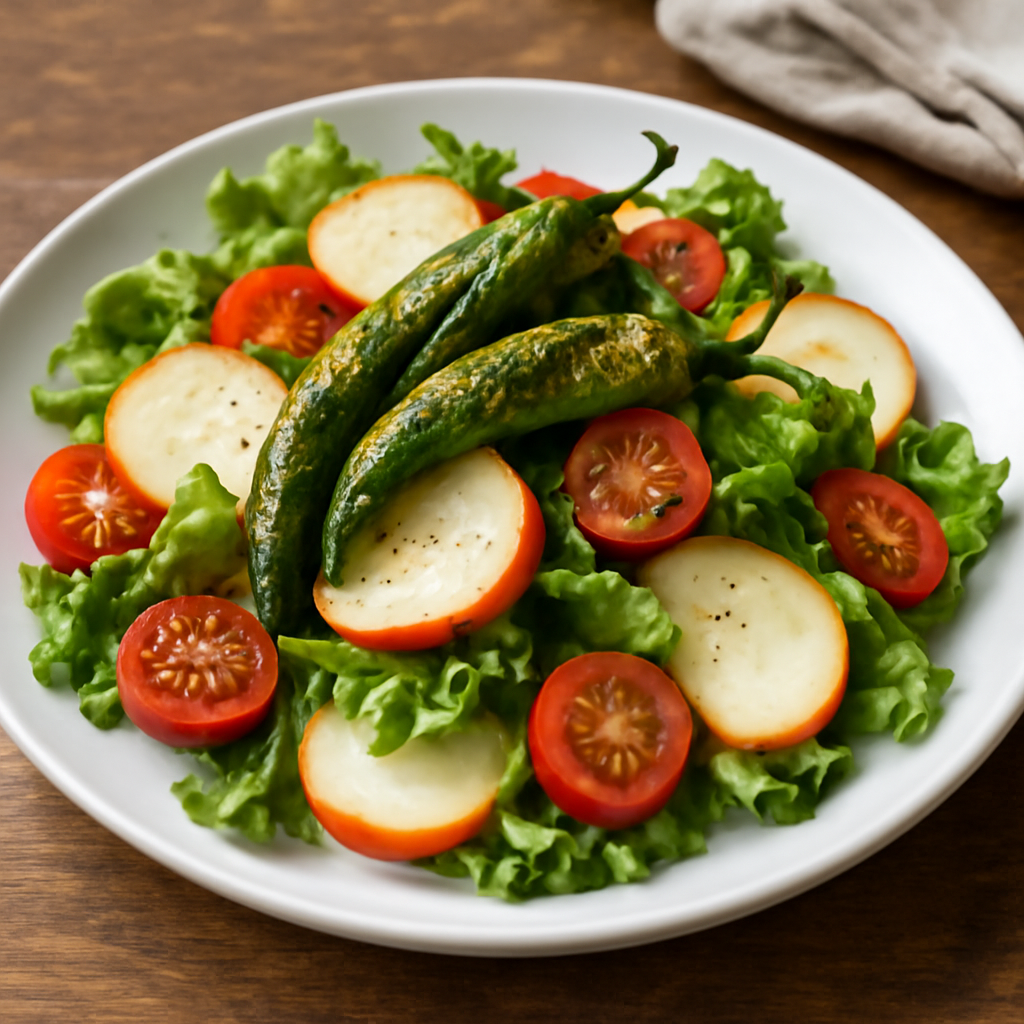 Insalata con provola affumicata e peperoncini