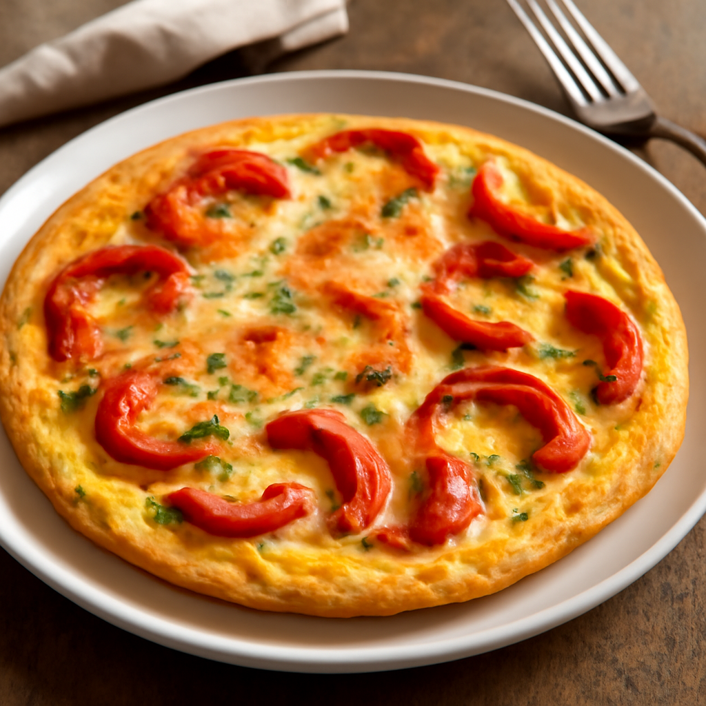 Frittata con formaggio e peperoni